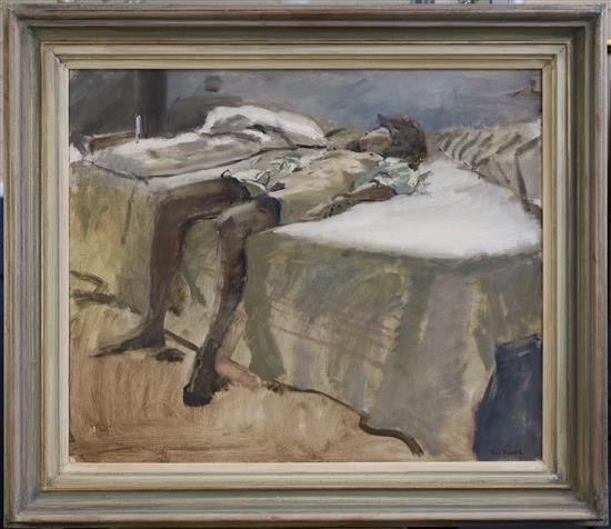 § Ken Howard (1932-) Reclining nude in stockings 20 x 24in.